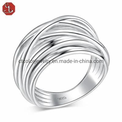 2022 Luxury Fashion Jewelry Plain Silver Simple Style Ring for Women