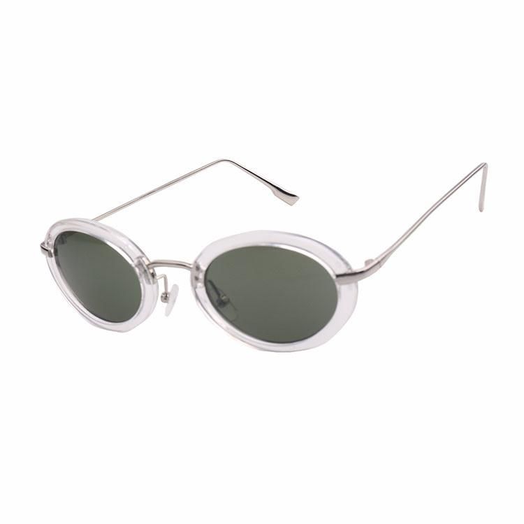 Retro Style Round PC Frame with Metal Temple Sunglasses