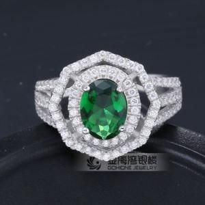 Fashion Oval Cut 925 Sterling Silver Emerald Ring