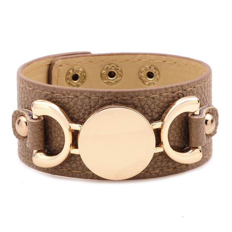 Fashion European and American Lady Bracelet with Wide Leather