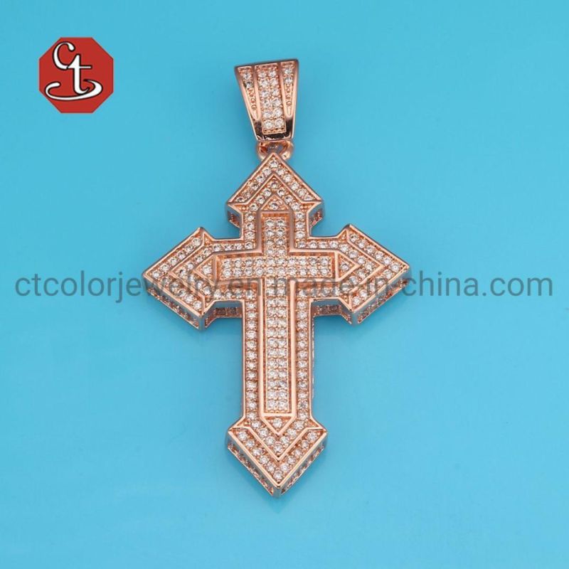 New Arrival Cross Pendant Silver Necklace With AAA Zircon Stone Faith Jewelry Wholesale Necklace for Men