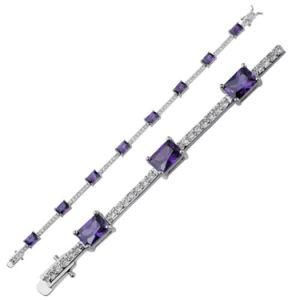 Princess Cut Created Sapphire 925 Sterling Silver Bracelet Extender Chain