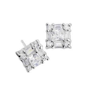 Women Environmental Square Sterling Silver Stud Earrings Jewelry