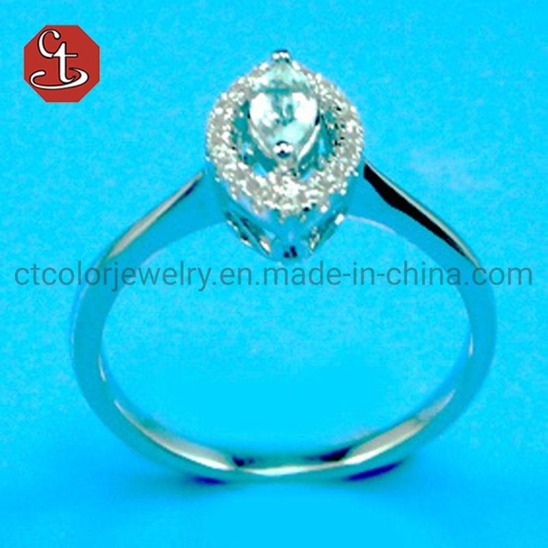 Factory OEM/ODM 925 Sterling Silver Pave Gem Stone Fashion Wedding Ring Custom-Made Jewelry