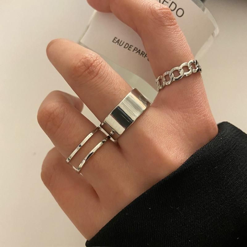 3PCS/Set Punk Finger Rings Minimalist Smooth Gold/Black Geometric Metal Rings for Women Girls Party Jewelry Bijoux Femme Drop Shipping Wholesale
