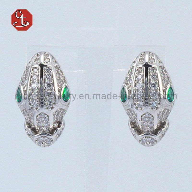Snake Jewelry Zirconia Dangle Earrings Silver or Brass Earrings Party Jewelry