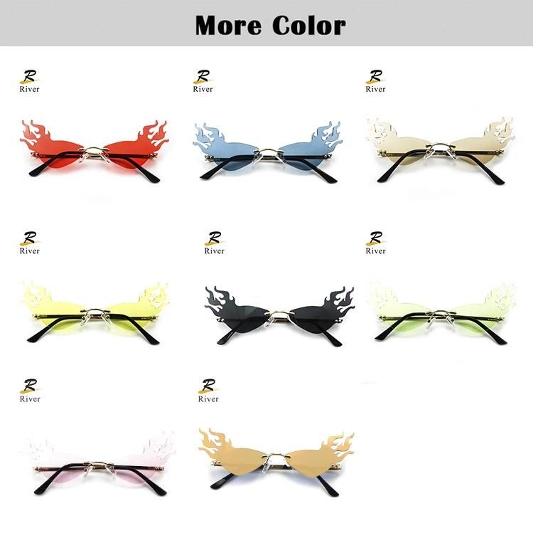 Flame Shaped Custom Logo Stock Frameless Women Sunglasses