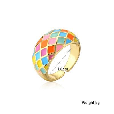 Fashion Ring Enamel Colorful Gold Plating Adjustment Ring