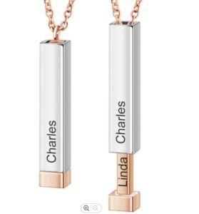 Jewelry Engraved Laser Personalized Gift Innovation Creative Dolls Stainless Steel Hidden Bar Pendant Necklace for Women