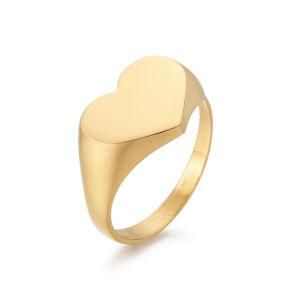 Adjustable Custom Heart Shaped Stainless Steel Signet Ring