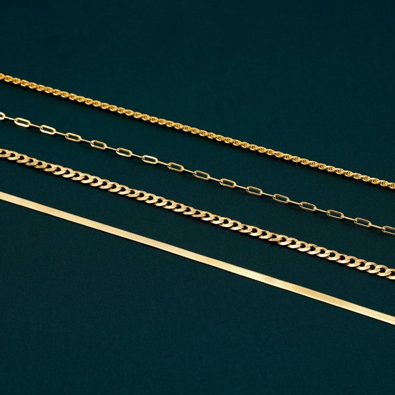 New Fashion Jewelry 925 Sterling Silver 18K Gold Plated Jewellery Herringbone Flat Snake Bone Chain Choker Necklace for Women