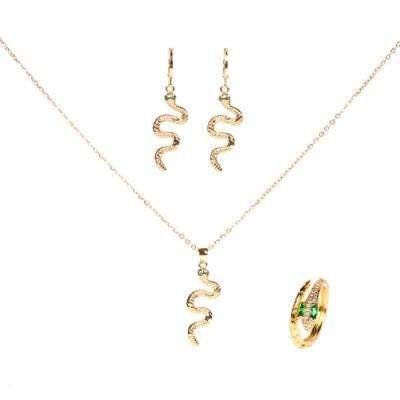 Fashion18K Gold Plated Cubic Zircon Snake Charm Jewelry Set