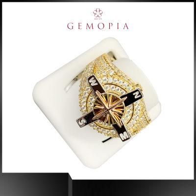 Hip Hop Style K Gold/925 Silver Ring