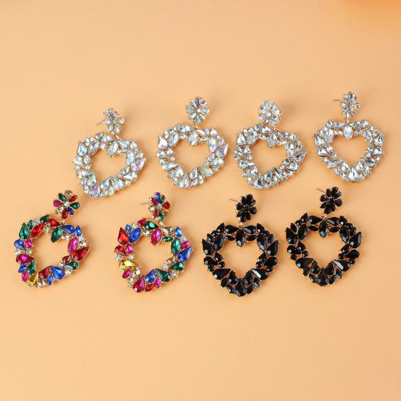 Alloy Diamond-Encrusted Love Earrings Fashion Earrings