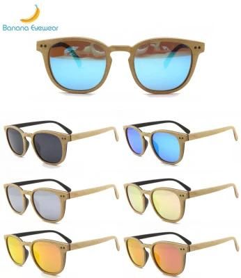 Ready Goods Unisex Retro Round Beech Wooden Polarized Sunglasses