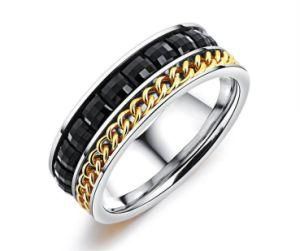 Titanium Steel Rings Mens Black CZ Wedding Ring for Women Cubic Zirconia Bijuterias