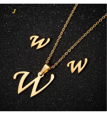 Stainless Steel 26 Letter Pendant Necklace Set European American New Women&prime; S Letter Necklace Wholesale Fashion Jewelry