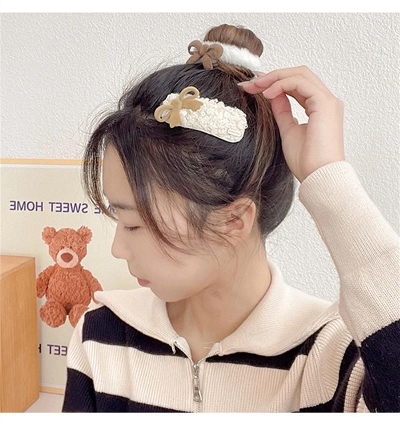 Top Selling Korean Style Fluffy Lamb Bb Clip Lovely Hair Accessories Hairpin Hairbands