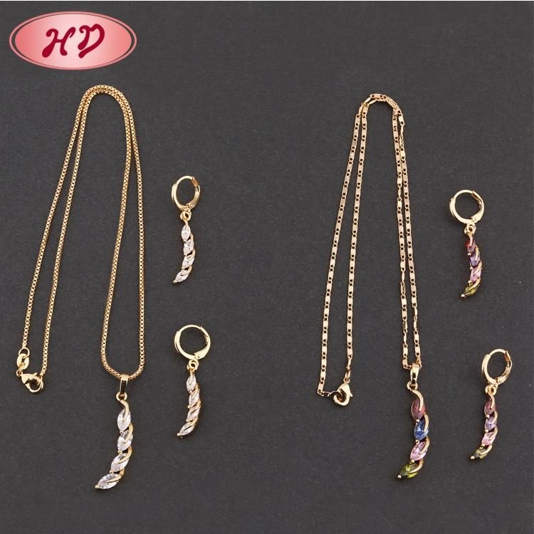New Design 18K Rose Gold Plated Alloy Crystal Jewelry Chain Set
