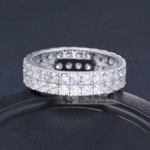 White Gold CZ Round Cut Stackable Eternity Wedding Band Ring