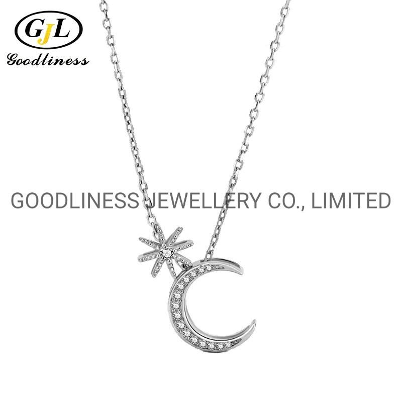 925 Sterling Silver Fine Jewelry Moon⋆ Pendant Necklace