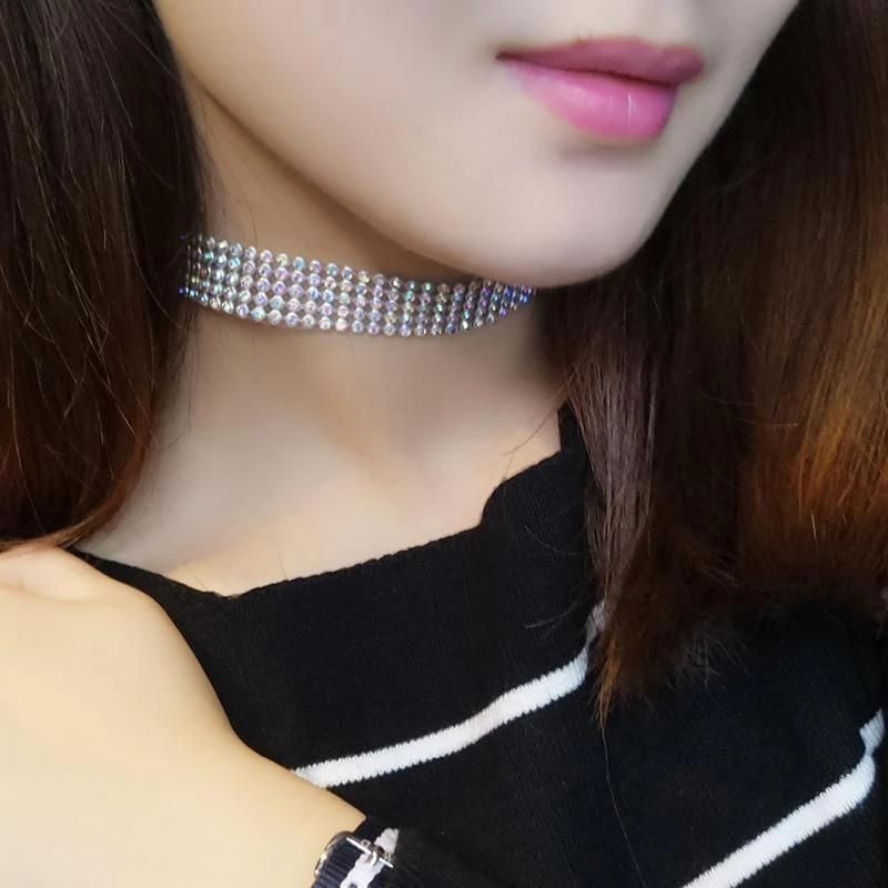 Women Wedding Accessories Silver Rhinestone Choker Punk Necklace Fashion Jewelry