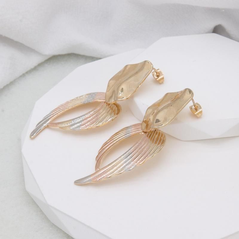 Wholesale Women Gold Plated Tricolor Drop Earrings
