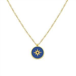 Custom Necklace Stainless Steel North Star Pendant Starburst Star Sign Blue Necklace
