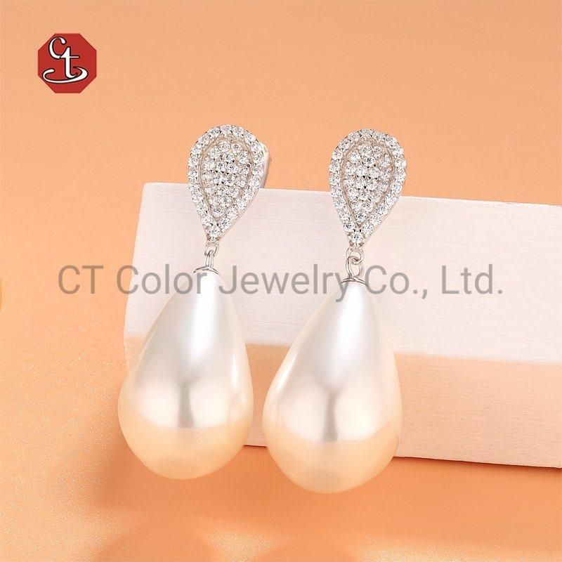 Fashion Women Jewelry 925 Sterling Silver Earrings Natural Pearl Stud Earrings