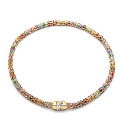 Wholesale Plated Copper Pave Colorful Zircon Necklace Jewelry