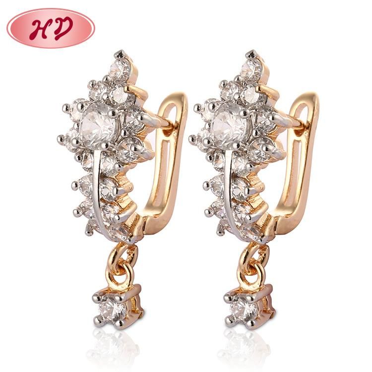 Fashion Costume Jewelry Women 14K 18K Gold Plated Imitation Hoop Huggie Earring with CZ Pearl