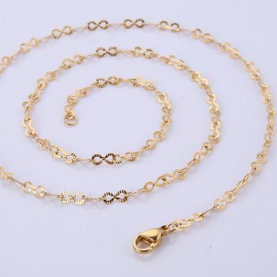 18K Gold Necklace Eight-Character Embossed Chain Fashion Accessories Jewelry