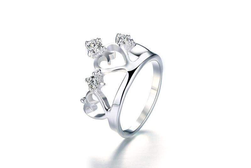 Wholesale 925 Sterling Silver Queen Crown Engagement Ring with Zircon for Women