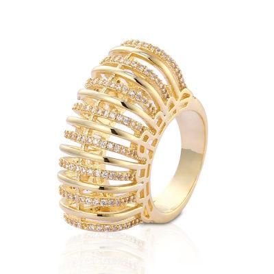 Fashion Women 18K Gold Plated Silver Stainless Steel Engagement Wedding Finger Rings Jewelry Design