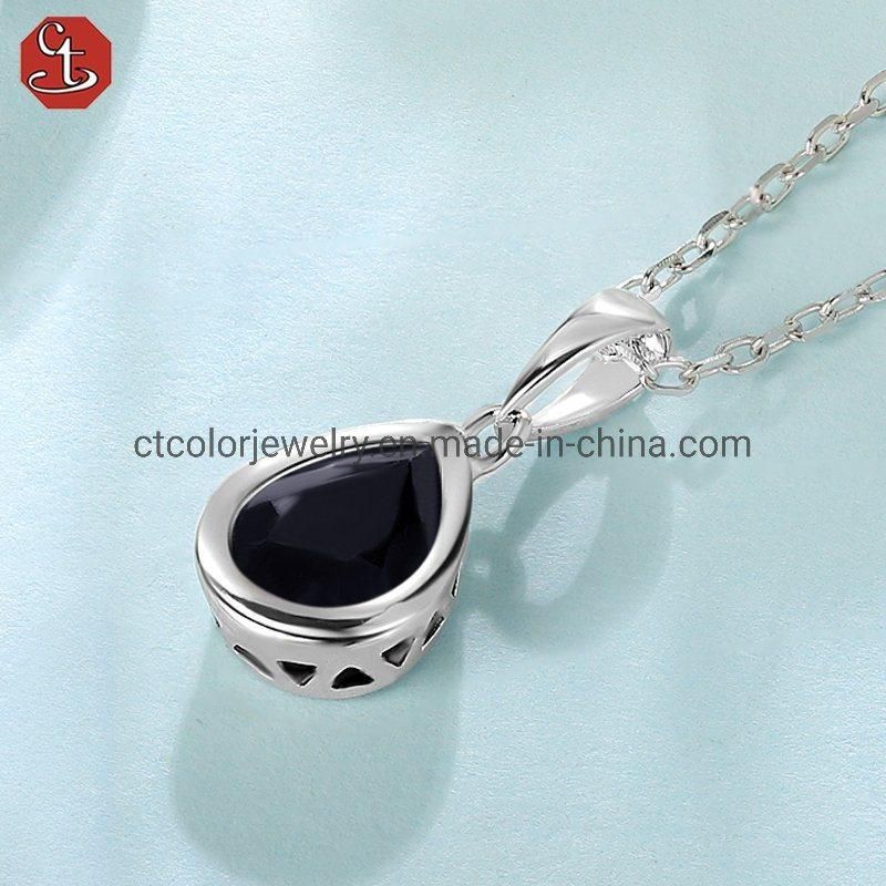 Luxury jewelry Fashion Style 925 Natural Sapphire Stone Necklace & pendant for Girls