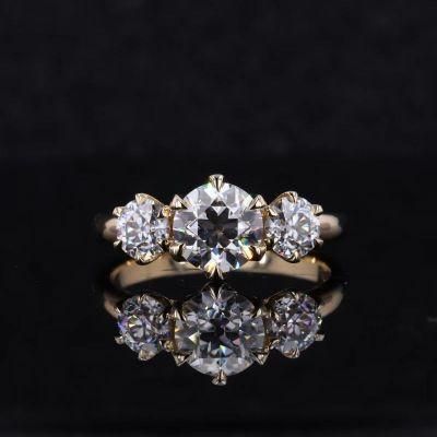 3 Sotnes Round Cut Moissantie Wedding Engagement Rings with Cluster Dimaond