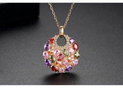 Colorful Zircon Copper Inlaid Zircon Pendant Necklace Jewelry