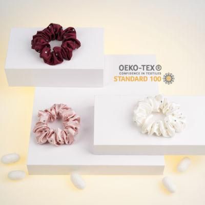 Customized Silk Scrunchies for Hair Accessories with Luxury Crystal for Girls