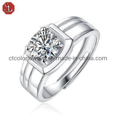Men&prime;s Wedding diamond ring Moissanite silver Fashion jewellry simple man ring