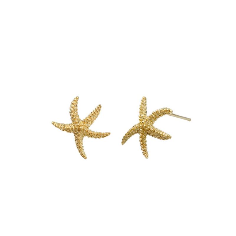 Women Earring Fashion Beautiful 10K Yellow Gold Starfish Stud Earrings