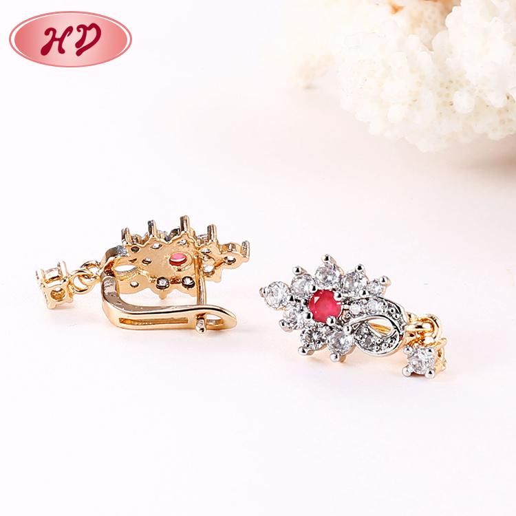 Costume Women Fashion Imitation Jewelry 14K 18K Gold Plated CZ Pearl Hoop Huggie Earring