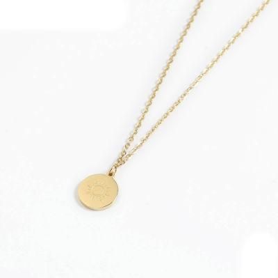 Manufacturer Custom Waterproof Fashion Jewelry New Arrivals Stainless Steel Sun Pattern Necklace 18K Gold Plated Jewelry Mom Necklace