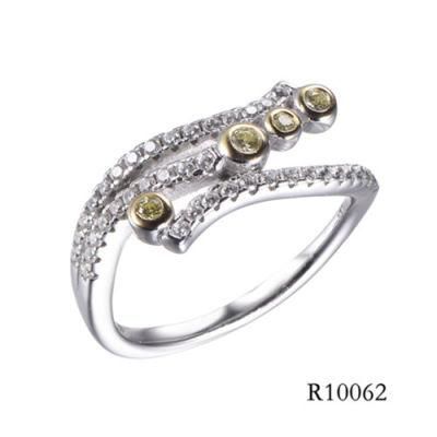 Fashion Bezel Setting Silver with CZ Line Style Ring