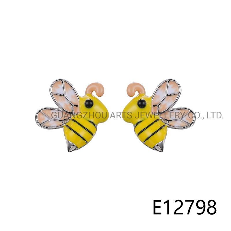 Trendy Enamel Insect AAA CZ 925 Silver Stud Earring