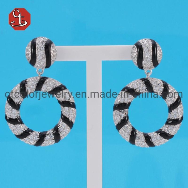 Hot Sale Spring and Summer Fashion Enamel Jewelry Mix Color Enamel Silver Earring Trendy Jewelry
