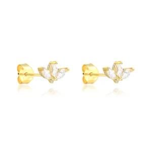 2021 Hot Sale Big Diamond Horse Eye Gold Plated Ear Stud Jewelry Shiny Lotus Earrings for Women