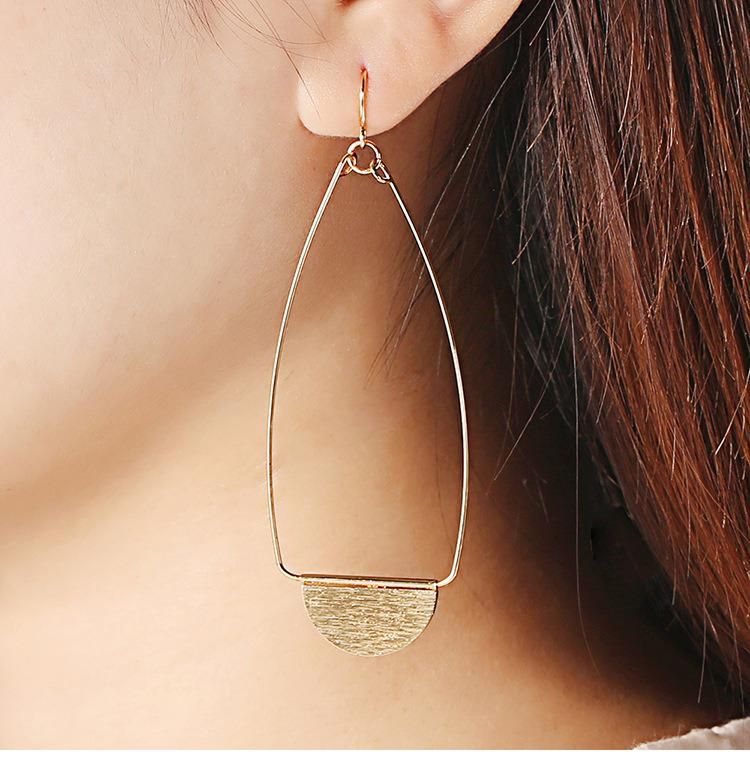 Bohemian Jewelry for Women Gold Brushed Hollow Teardrop with Zinc Alloy Hoop Hook Earrings