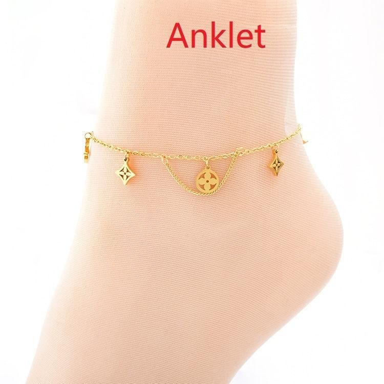 Manufacturer Customized High-Quality Jewelry 2022 New Wholesale Women′s Charm Anklet Stainless Steel Gold Fashion Anklet