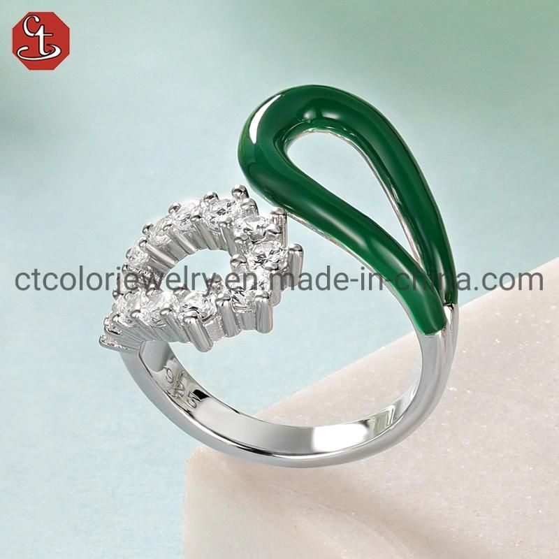 Adjustable 925 Silver Enamel Ring