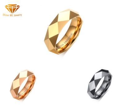 Fashion Jewelry Wholesale 6mm Prismatic Facet Tungsten Steel Ring Trendy Personality Jewelry Tst8139
